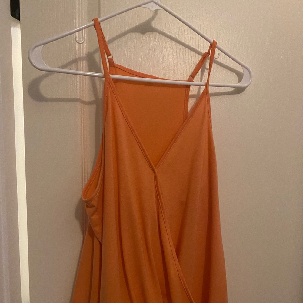 Bright tangerine wrap blouse- amazing for summer